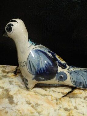 Tonala Ceramic Hand Painted Mexican Folk Art Bird Figurine Signed